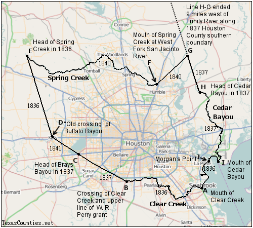 The statutory boundaries of Harris County