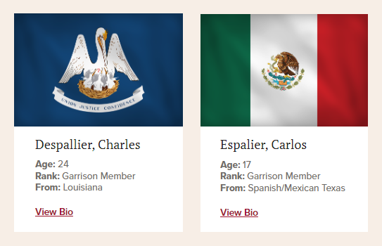 Memorials to Despallier and Espalier on thealamo.org web site.